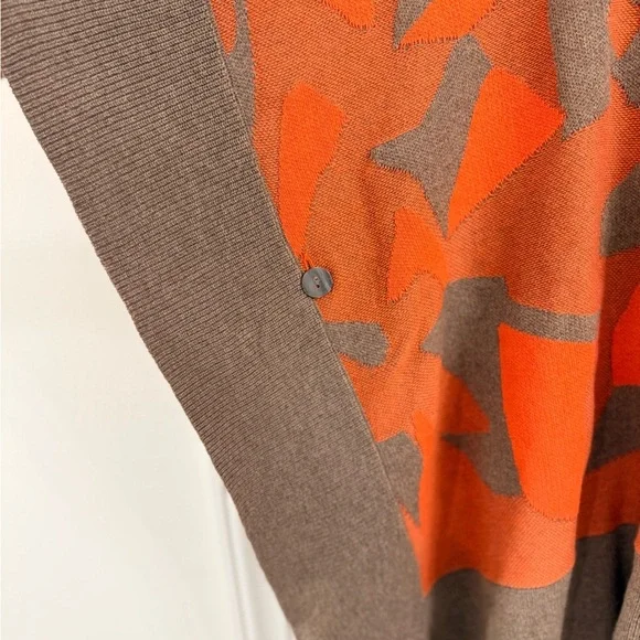 Salmon and Taupe Abstract Sweater Poncho (xs/s) - Picture 3 of 7